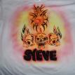 Skulls on fire airbrush t-shirt
